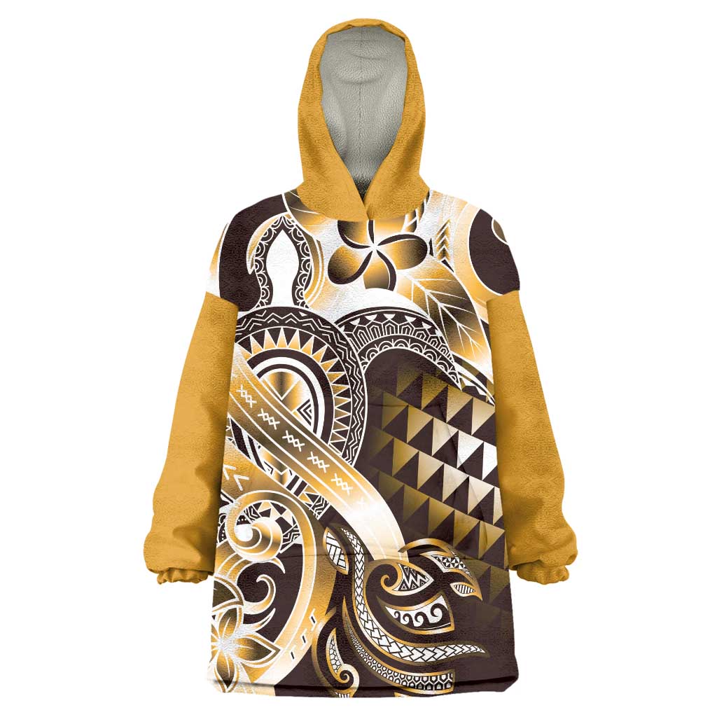 Aloha Gold Tribal Honu Tattoo Wearable Blanket Hoodie