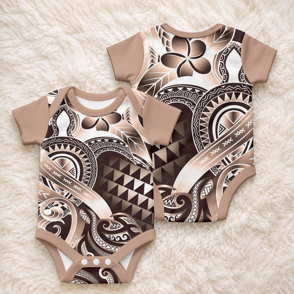 Aloha Mocha Mousse Tribal Honu Tattoo Baby Onesie LT9 - Polynesian Pride