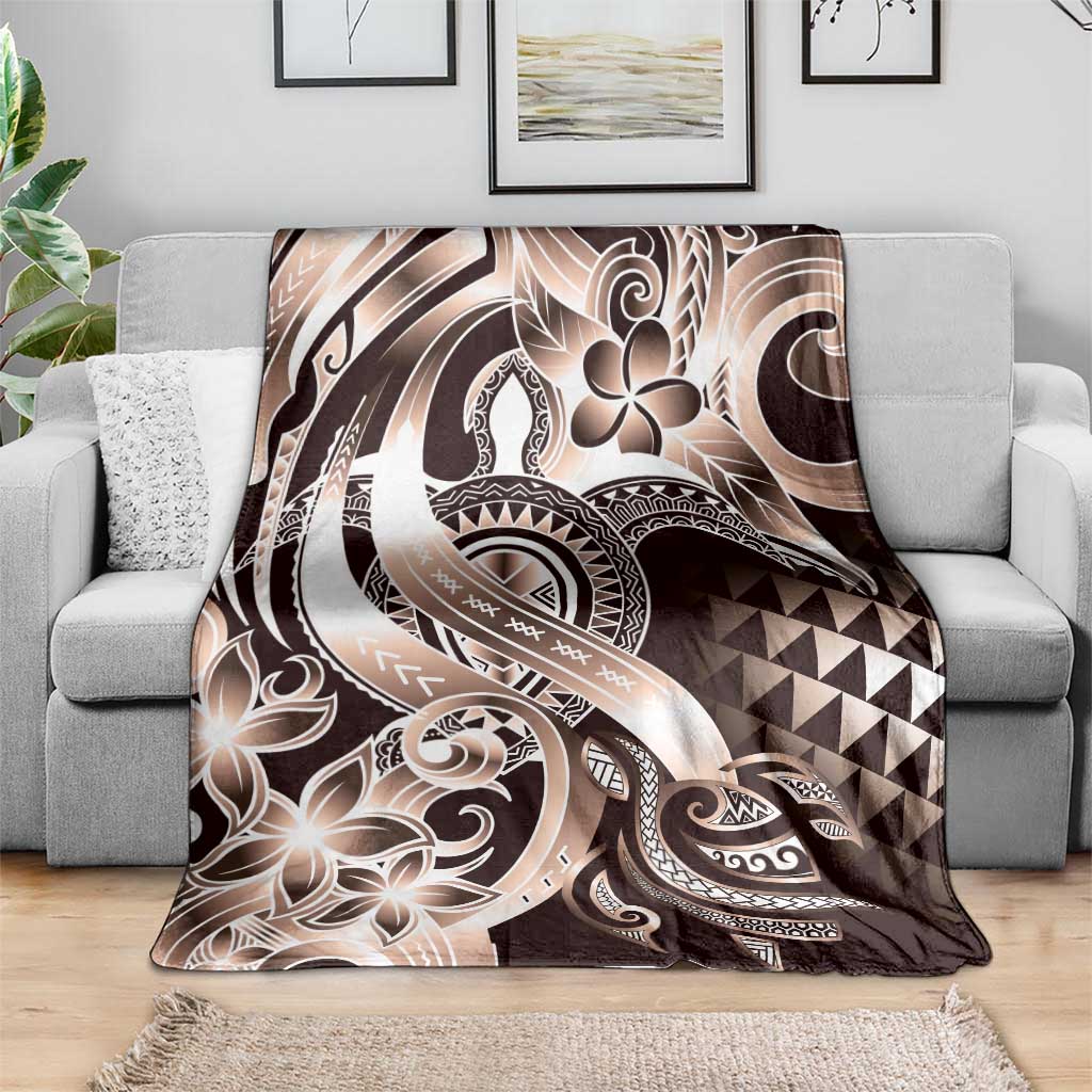 Aloha Mocha Mousse Tribal Honu Tattoo Blanket