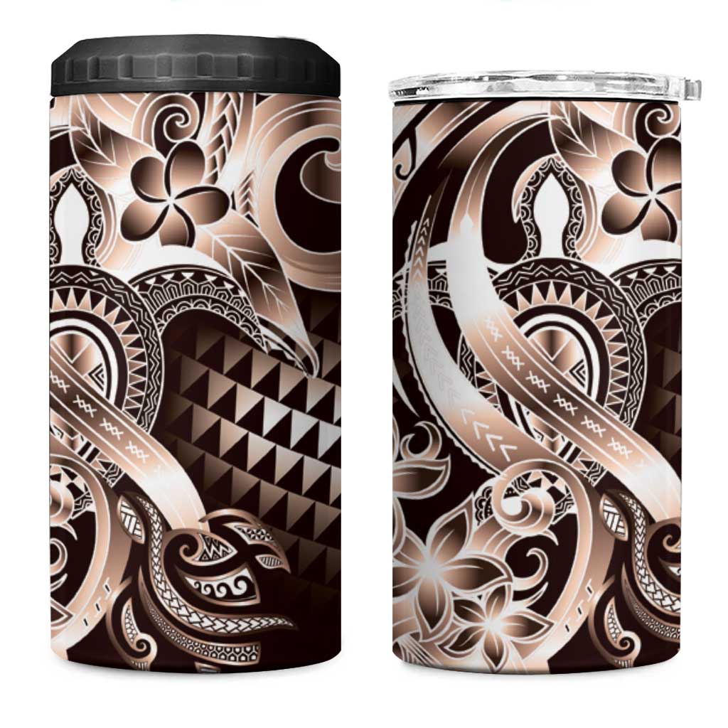 Aloha Mocha Mousse Tribal Honu Tattoo 4 in 1 Can Cooler Tumbler