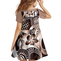 Aloha Mocha Mousse Tribal Honu Tattoo Family Matching Long Sleeve Bodycon Dress and Hawaiian Shirt