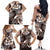 Aloha Mocha Mousse Tribal Honu Tattoo Family Matching Off The Shoulder Long Sleeve Dress and Hawaiian Shirt