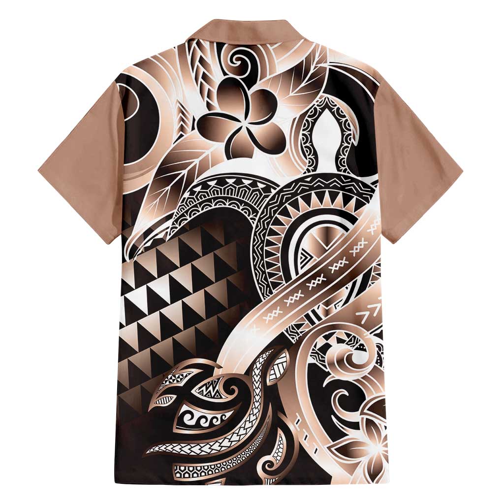 Aloha Mocha Mousse Tribal Honu Tattoo Family Matching Off Shoulder Maxi Dress and Hawaiian Shirt LT9 - Polynesian Pride