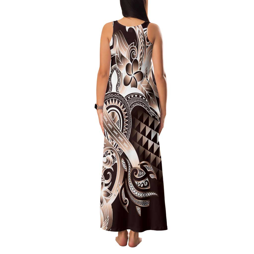 Aloha Mocha Mousse Tribal Honu Tattoo Family Matching Tank Maxi Dress and Hawaiian Shirt