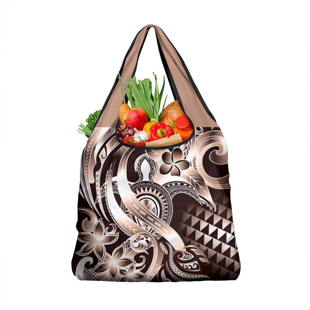 Aloha Mocha Mousse Tribal Honu Tattoo Grocery Bag