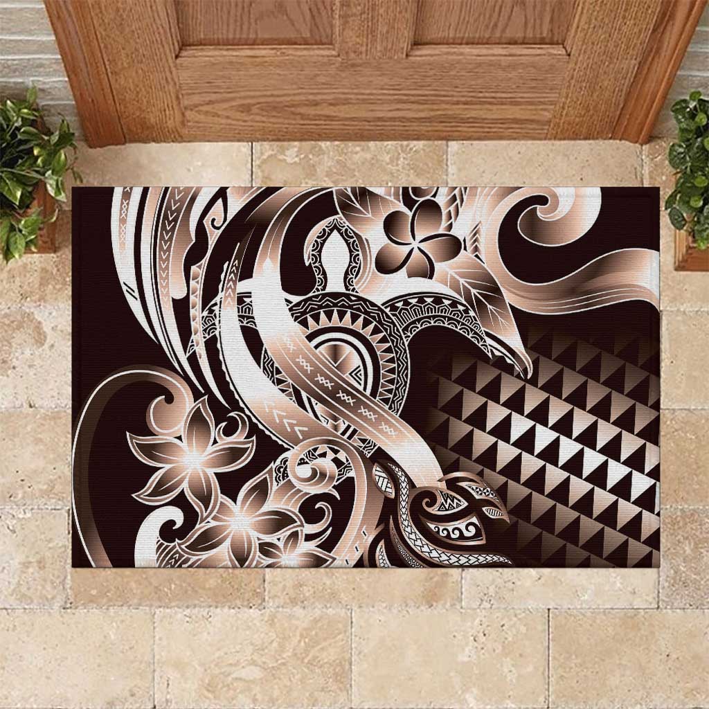 Aloha Mocha Mousse Tribal Honu Tattoo Rubber Doormat