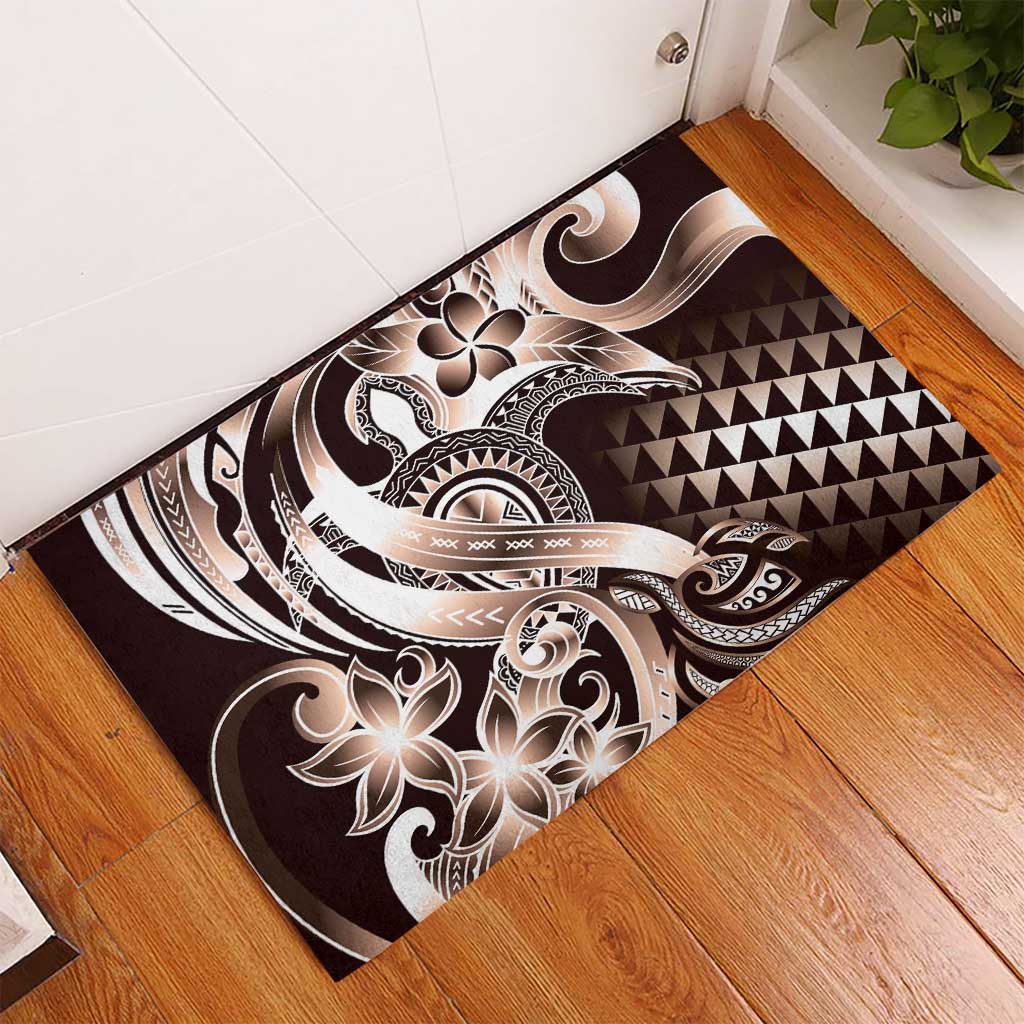Aloha Mocha Mousse Tribal Honu Tattoo Rubber Doormat