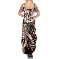 Aloha Mocha Mousse Tribal Honu Tattoo Summer Maxi Dress