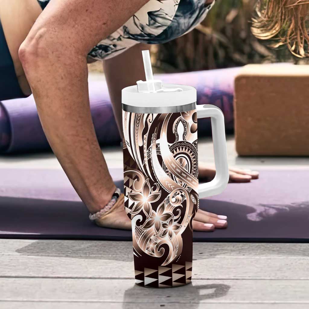 Aloha Mocha Mousse Tribal Honu Tattoo Tumbler With Handle