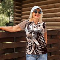 Aloha Mocha Mousse Tribal Honu Tattoo Women Polo Shirt