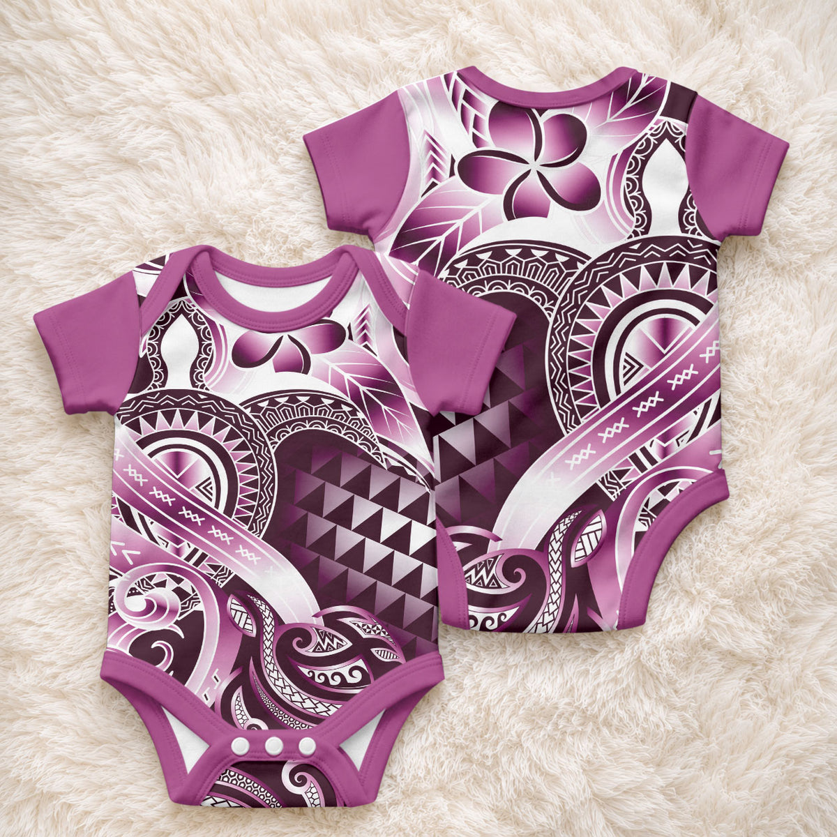 Aloha Pink Tribal Honu Tattoo Baby Onesie LT9 - Polynesian Pride