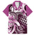 Aloha Pink Tribal Honu Tattoo Family Matching Off The Shoulder Long Sleeve Dress and Hawaiian Shirt