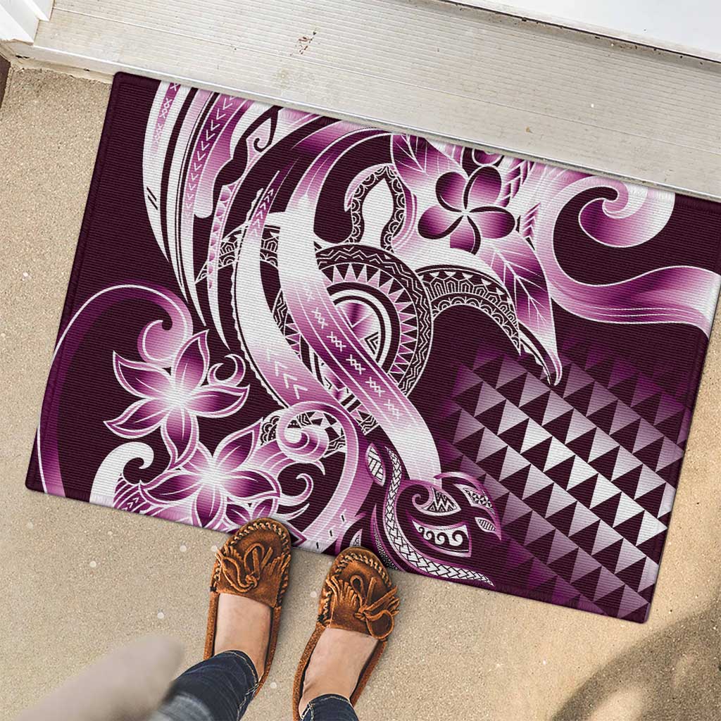 Aloha Pink Tribal Honu Tattoo Rubber Doormat