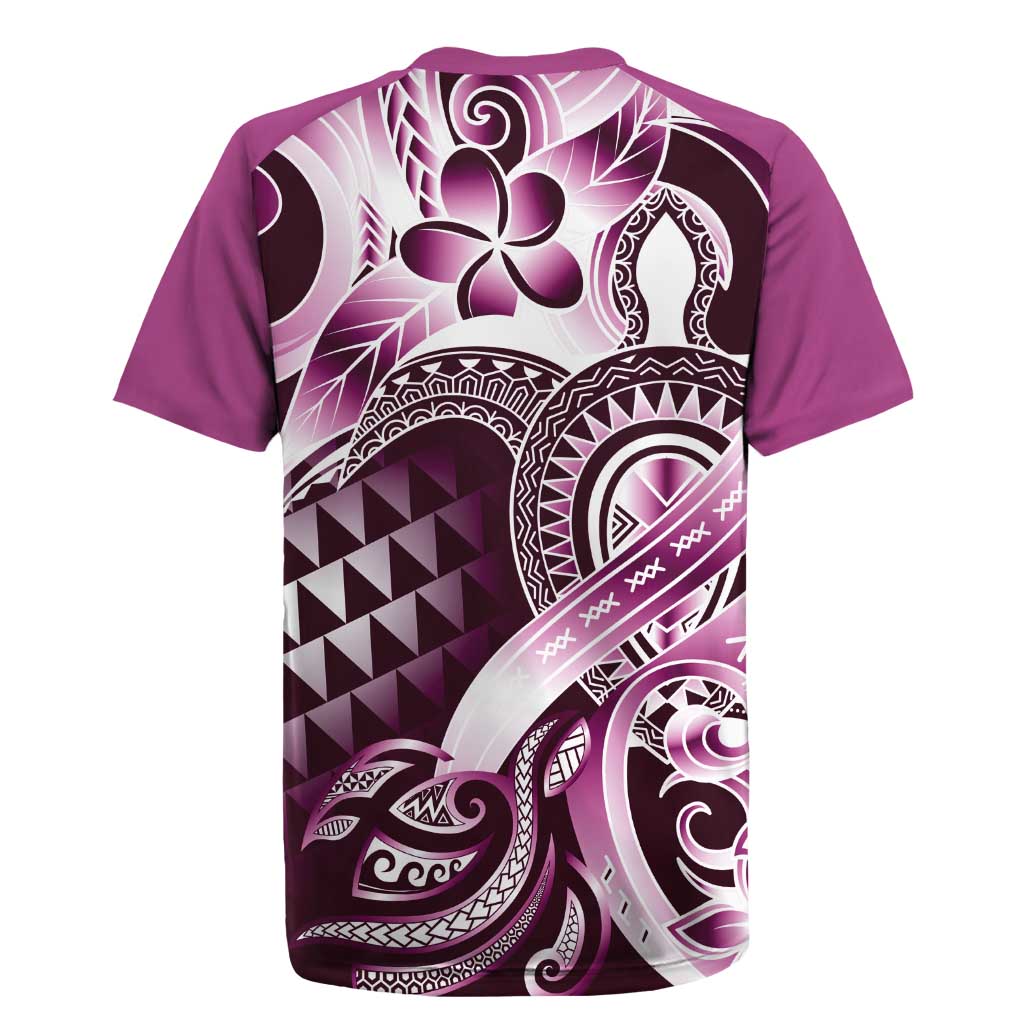 Aloha Pink Tribal Honu Tattoo Rugby Jersey