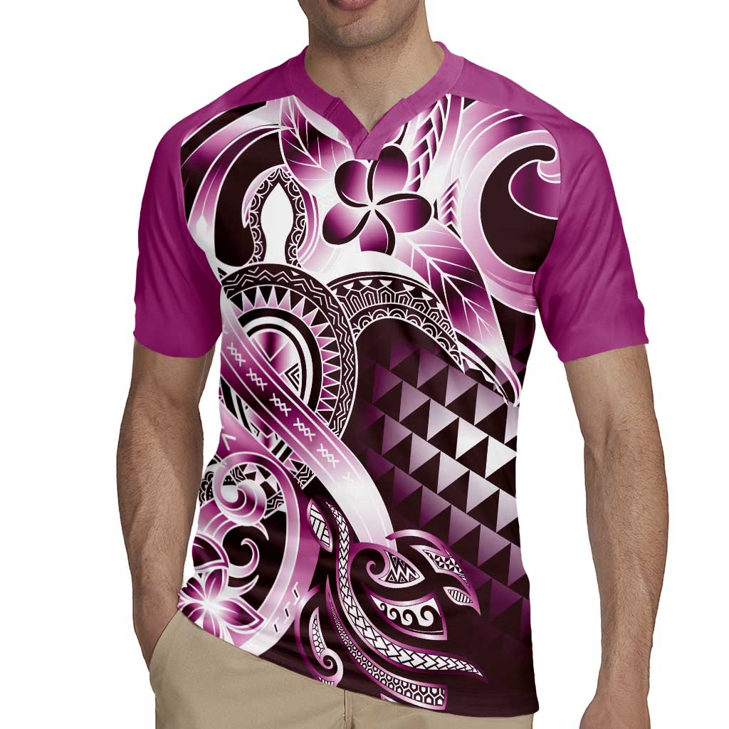 Aloha Pink Tribal Honu Tattoo Rugby Jersey
