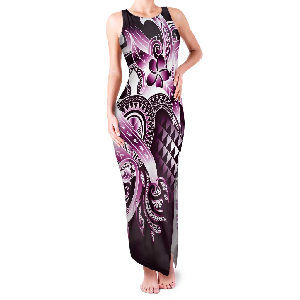 Aloha Pink Tribal Honu Tattoo Tank Maxi Dress