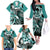 Aloha Turquoise Tribal Honu Tattoo Family Matching Off The Shoulder Long Sleeve Dress and Hawaiian Shirt