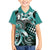 Aloha Turquoise Tribal Honu Tattoo Family Matching Off The Shoulder Long Sleeve Dress and Hawaiian Shirt