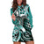 Aloha Turquoise Tribal Honu Tattoo Hoodie Dress