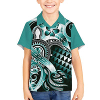Aloha Turquoise Tribal Honu Tattoo Kid Hawaiian Shirt