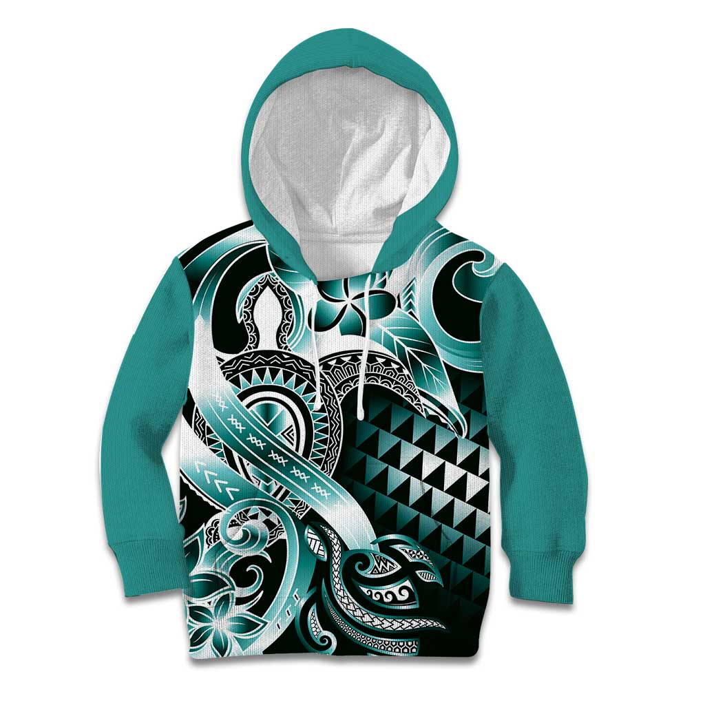 Aloha Turquoise Tribal Honu Tattoo Kid Hoodie