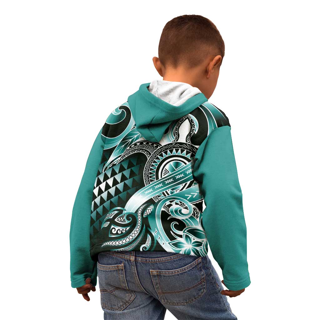 Aloha Turquoise Tribal Honu Tattoo Kid Hoodie
