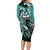 Aloha Turquoise Tribal Honu Tattoo Long Sleeve Bodycon Dress