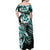 Aloha Turquoise Tribal Honu Tattoo Off Shoulder Maxi Dress