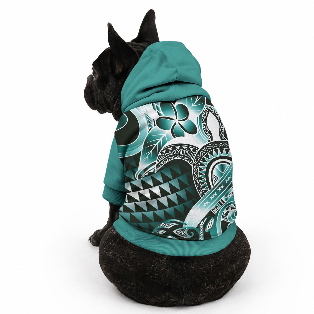 Aloha Turquoise Tribal Honu Tattoo Pet Hoodie LT9 - Polynesian Pride