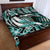 Aloha Turquoise Tribal Honu Tattoo Quilt Bed Set