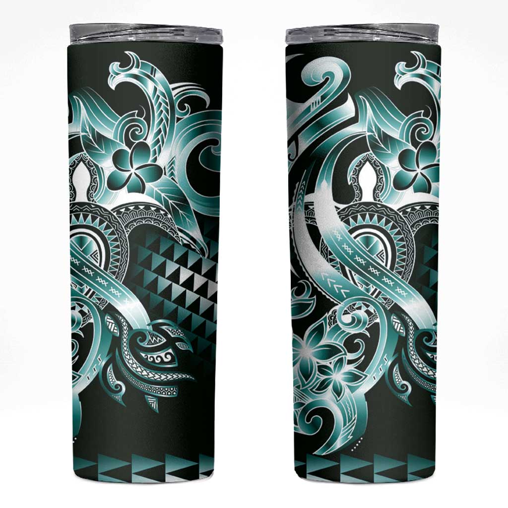 Aloha Turquoise Tribal Honu Tattoo Skinny Tumbler