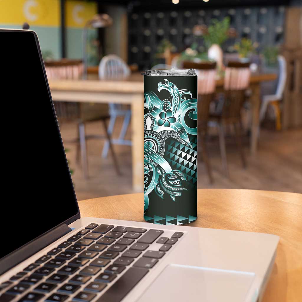 Aloha Turquoise Tribal Honu Tattoo Skinny Tumbler