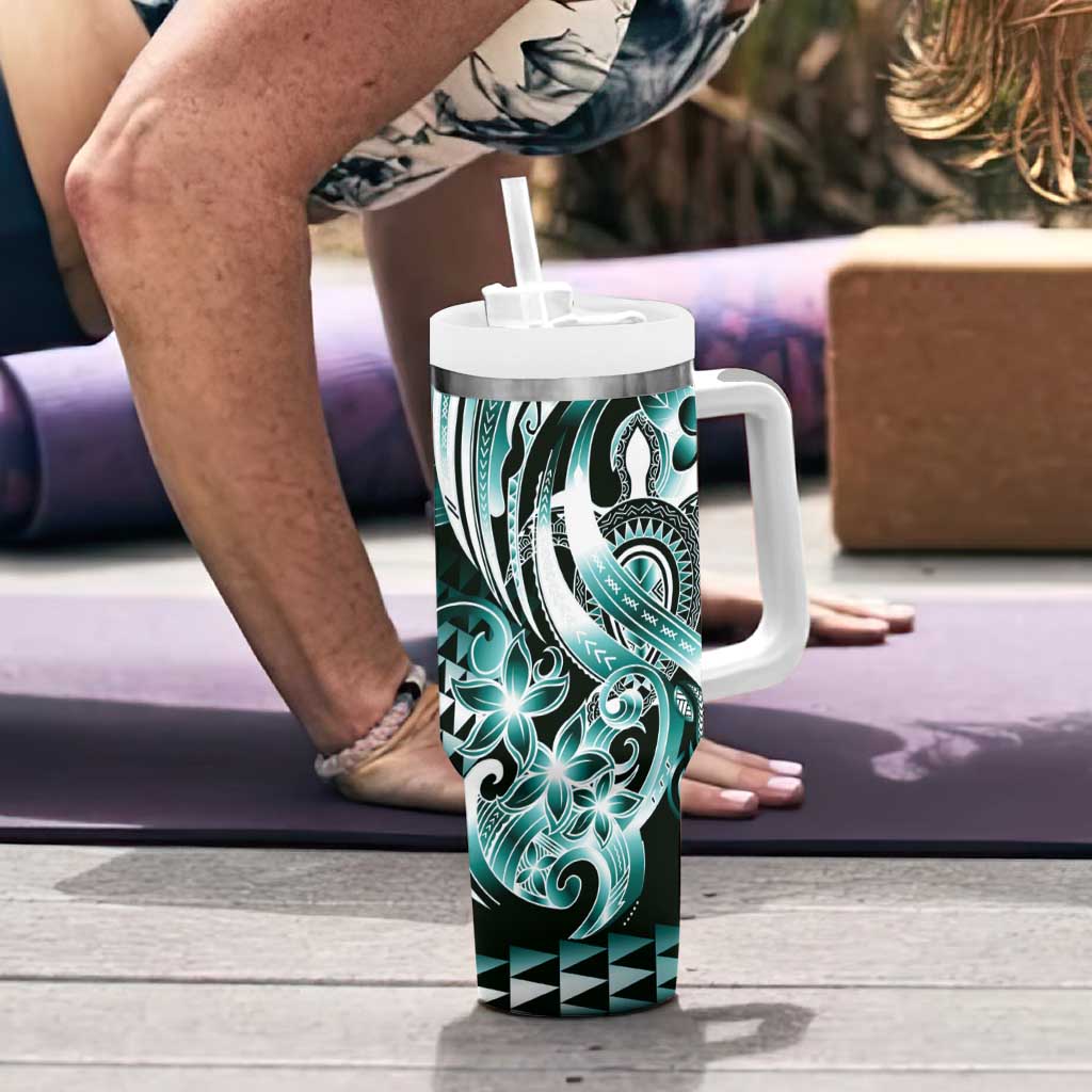 Aloha Turquoise Tribal Honu Tattoo Tumbler With Handle