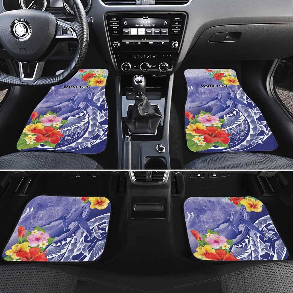 Personalised Chuuk States Humpback Whale Car Mats Polynesian Tropical Flowers