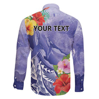 Personalised Chuuk States Humpback Whale Family Matching Puletasi and Hawaiian Shirt Polynesian Tropical Flowers