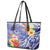 Personalised Chuuk States Humpback Whale Leather Tote Bag Polynesian Tropical Flowers