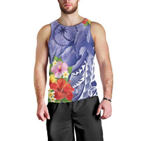 Personalised Chuuk States Humpback Whale Men Tank Top Polynesian Tropical Flowers