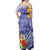 Personalised Chuuk States Humpback Whale Off Shoulder Maxi Dress Polynesian Tropical Flowers