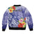 Personalised Chuuk States Humpback Whale Sleeve Zip Bomber Jacket Polynesian Tropical Flowers