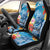 Personalised Kosrae States Humpback Whale Car Seat Cover Polynesian Tropical Flowers