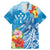 Personalised Kosrae States Humpback Whale Family Matching Mermaid Dress and Hawaiian Shirt Polynesian Tropical Flowers