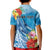 Personalised Kosrae States Humpback Whale Kid Polo Shirt Polynesian Tropical Flowers