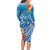 Personalised Kosrae States Humpback Whale Long Sleeve Bodycon Dress Polynesian Tropical Flowers