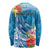 Personalised Kosrae States Humpback Whale Long Sleeve Shirt Polynesian Tropical Flowers