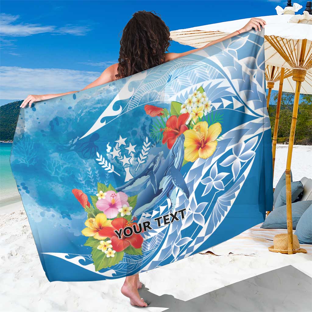 Personalised Kosrae States Humpback Whale Sarong Polynesian Tropical Flowers