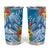 Personalised Kosrae States Humpback Whale Tumbler Cup Polynesian Tropical Flowers