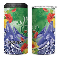 Personalised Pohnpei States Humpback Whale 4 in 1 Can Cooler Tumbler Polynesian Tropical Flowers