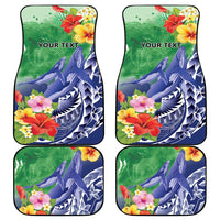 Personalised Pohnpei States Humpback Whale Car Mats Polynesian Tropical Flowers