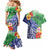 Personalised Pohnpei States Humpback Whale Couples Matching Mermaid Dress and Hawaiian Shirt Polynesian Tropical Flowers