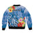 Personalised Yap States Humpback Whale Bomber Jacket Polynesian Tropical Flowers